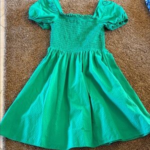 Women’s Copper Key bright green puff sleeve mini dress sz Small